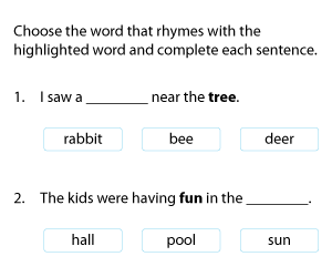Rhyming Words in Sentences