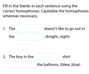 Completing Sentences with Homophones