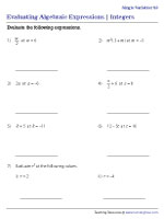 Evaluating Algebraic Expressions in Single Variable - 2