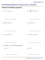 Evaluating Algebraic Expressions in Single Variable - 3