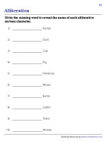 Alliterative Names of Cartoon or Comic Characters