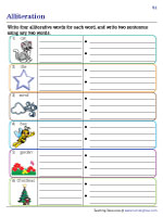 Writing Alliterating Words and Framing Sentences