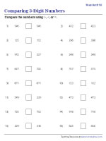 Comparing 3-Digit Numbers Using Symbols - 3