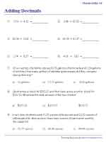 Adding Decimals in Hundredths | With Word Problems - Horizontal