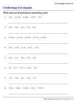 Arranging Decimals in Ascending Order - 2