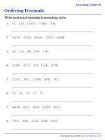 Arranging Decimals in Ascending Order - 3
