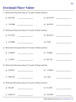 Write the Place Value of the Digits | Up to 6 decimal places