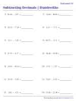 Subtracting Decimals in Hundredths | Standard - Horizontal