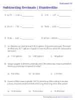 Subtracting Decimals in Hundredths | With Word Problems - Horizontal