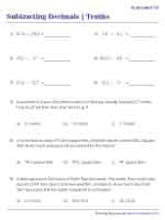 Subtracting Decimals in Tenths | With Word Problems - Horizontal
