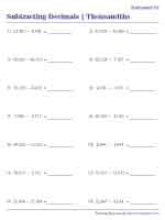 Subtracting Decimals in Thousandths - Standard - Horizontal