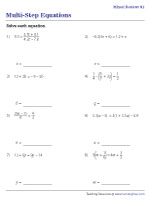Multi-Step Equations - Mixed Review