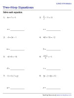 Two-Step Equations - Level 2 | 8 Problems per Page - 2