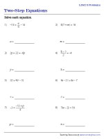 Two-Step Equations - Level 2 | 8 Problems per Page - 3
