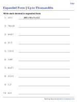 Expanded Form | Up to Thousandths - 3