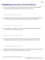 Simplifying Fractions Word Problems - Level 2