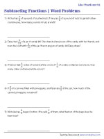 Subtracting Like Fractions - Real-life Word Problems