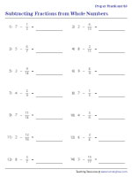 Subtracting Proper Fractions from Whole Numbers - 2