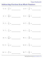 Subtracting Proper Fractions from Whole Numbers - 3
