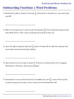 Subtracting Fractions from Whole Numbers - Word Problems