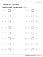 Comparing Integers - Standard - 2