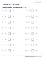 Comparing Integers - Standard - 3