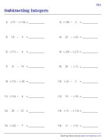 Subtracting Integers - 1