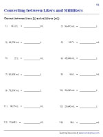 Converting Between Liters and Milliliters - Additional Practice