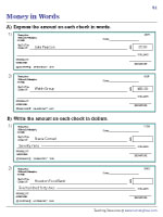 Expressing Money in Words - Checks