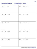 Multiplying 2-digit by 1-digit Numbers | Horizontal - 2