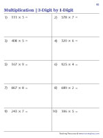 Multiplying 3-digit by 1-digit Numbers | Horizontal - 3