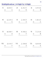 4-digit by 1-digit Vertical Multiplication | Standard - 3