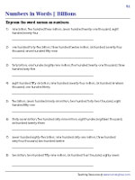 Expressing Word Names as Numbers | Billions