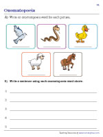 Writing Onomatopoeia for Pictures & Using Them in Sentences