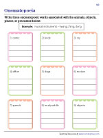 Writing Onomatopoeic Words for Given Topics - 2