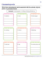 Writing Onomatopoeic Words for Given Topics - 3