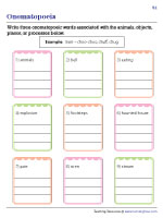 Writing Onomatopoeic Words for Given Topics - 1