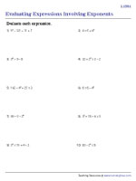 Evaluating Expressions Involving Exponents