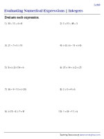 Evaluating Numerical Expressions with Integers - 2