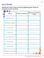 Identifying Greek/Latin Roots and Writing Their Meanings
