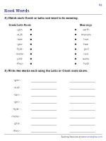 Matching Greek and Latin Roots to Their Meanings