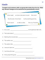 Completing Sentences with Similes from the Box - 2