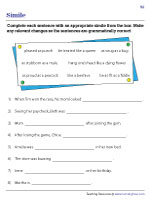 Completing Sentences with Similes from the Box - 3