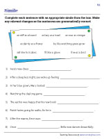 Completing Sentences with Similes from the Box - 1
