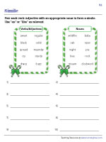 Pairing Verbs/Adjectives with Nouns to Form Similes