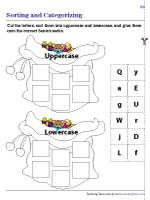 Sorting Letters into Uppercase and Lowercase - Cut and Glue - 2