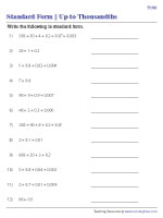 Standard Form | Up to Thousandths - 3