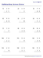 2-Digit Subtraction across Zeros - 2