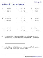 Large Number Subtraction across Zeros | with Word Problems
