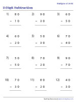 2-digit Subtraction | Multiples of 10 - 3